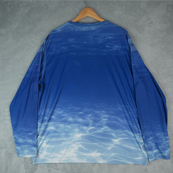 Reel Life Sun Ray Defender UPF 50+ Lightweight Fishing Shirt Blue Waves Mens XXL - Picture 2 of 8